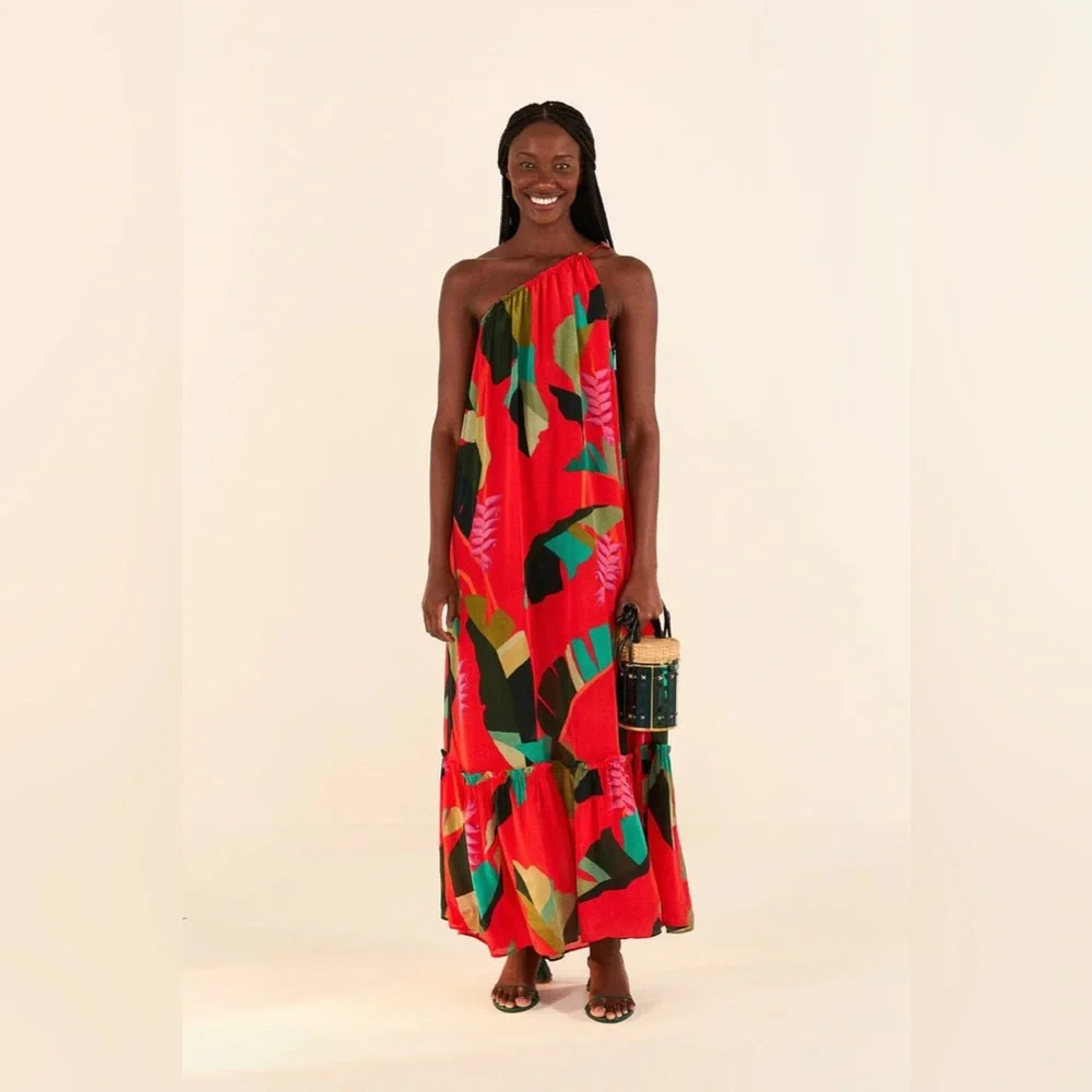 🥭Farm Rio Red Heliconia Maxi Dress - Picture 3 of 12
